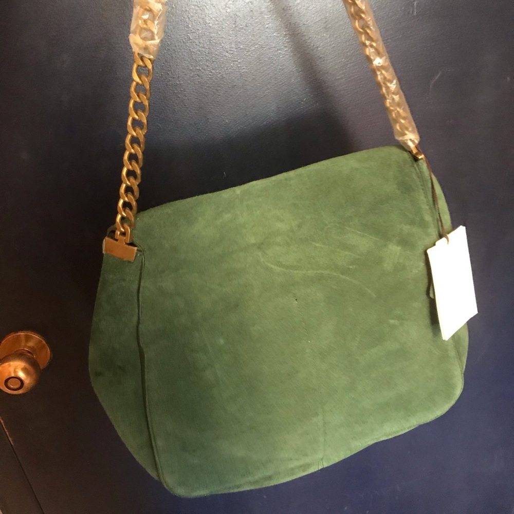 Olive Green Real Leather Chain Purse